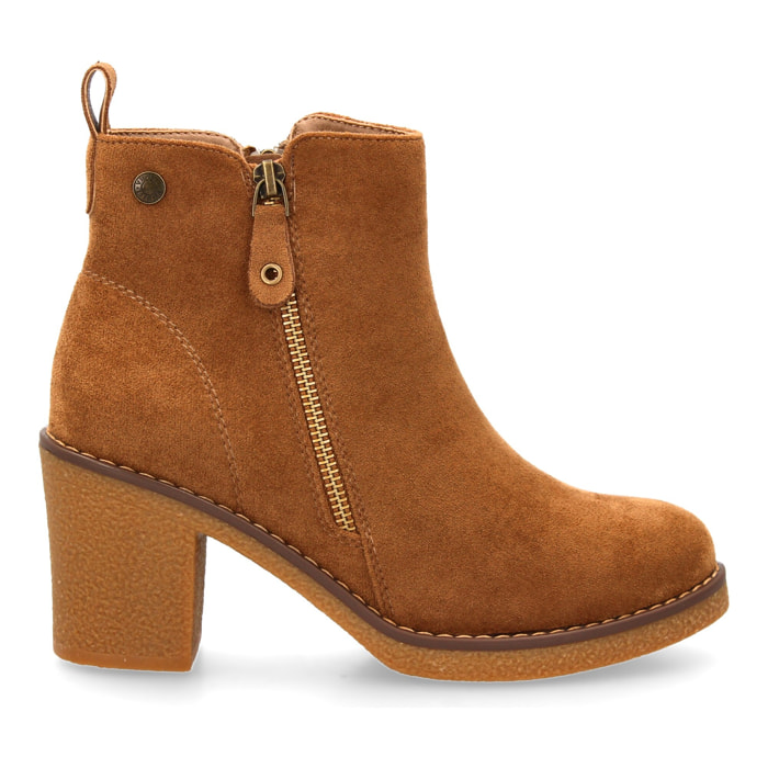 Botín negro tacón ancho con cremallera