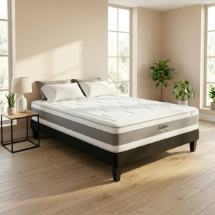Ensemble Matelas Sublime & Sommier KIT15, 22 cm, Mémoire de Forme, technologie Tri-Lattes, Soutien Mi-Ferme