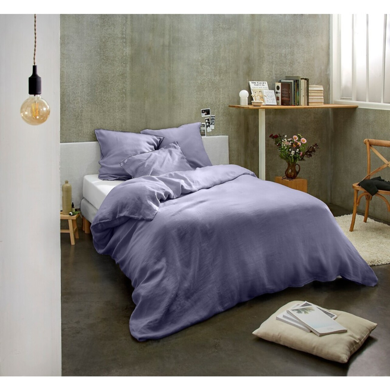 Parure Housse De Couette 3pcs 100% lin LavÉ 160g Mineral