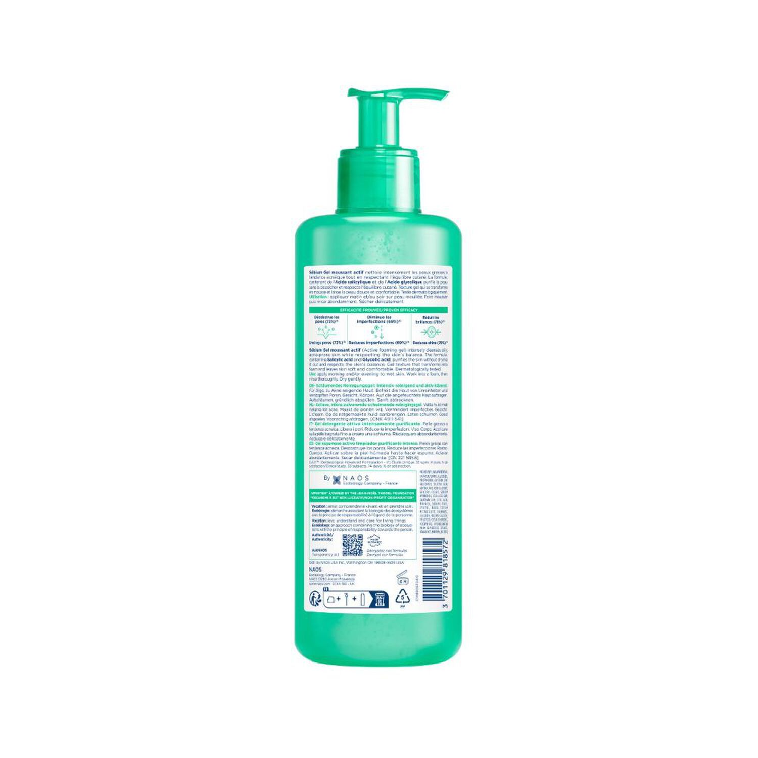 Sebium - Gel Moussant Actif Nettoyant Purifiant Intense 400ml
