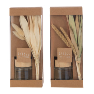 J-Line Bâtonnets parfumés + fleurs - verre - vert - 2 pcs