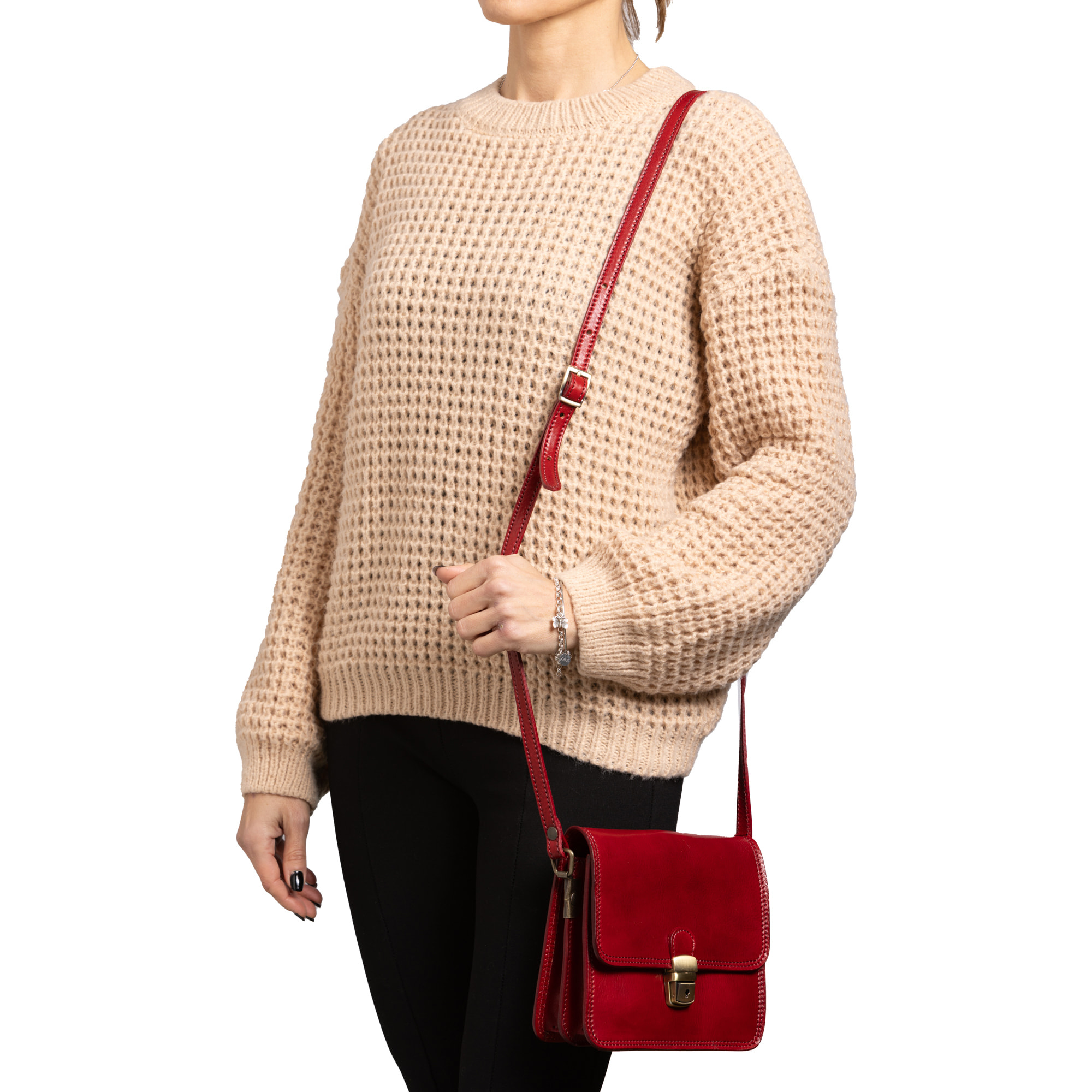 Borsa a tracolla  da donna In Vera pelle Made in Italy 20x16x7 cm