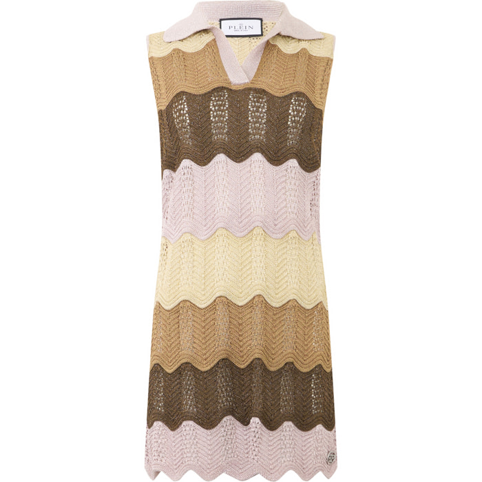 PHILIPP PLEIN Polo Neck Mini Dress Color Wave