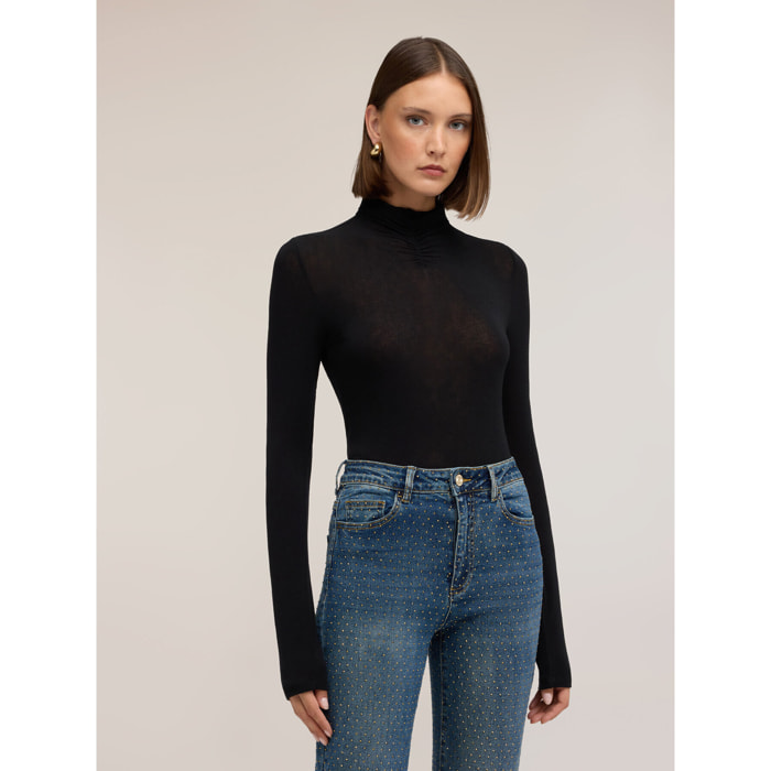 Motivi - T-shirt dolcevita misto cashmere - Nero