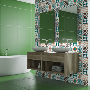 Stickers muraux - Sticker Mural Carrelage adhésif Cuisine Salle de Bain - 60 STICKERS CARREAUX DE CIMENT AZULEJOS VICINDA