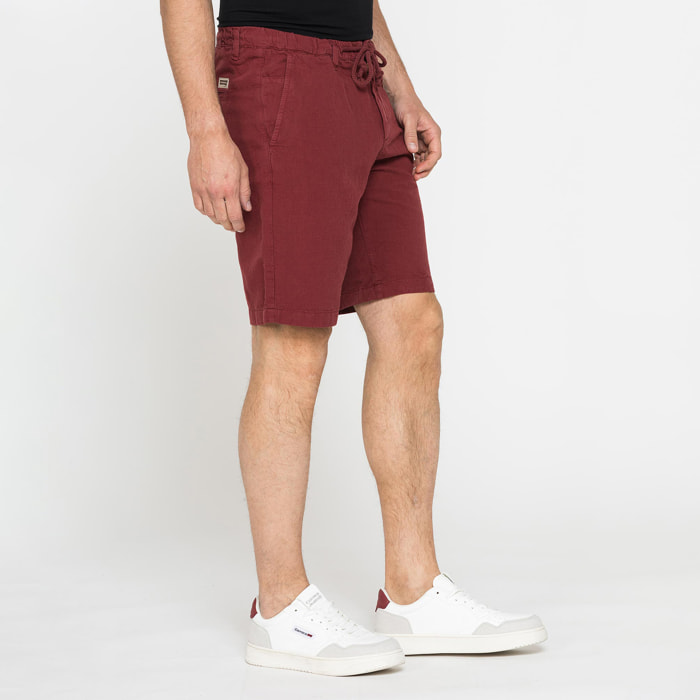 BERMUDA CHINO IN TESSUTO LINO E COTONE CON COULISSE