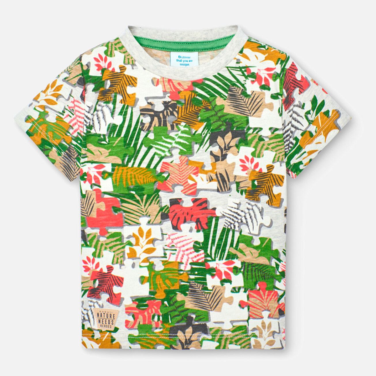 Camiseta niño estampada, mangas cortas, verde, 328036-9414