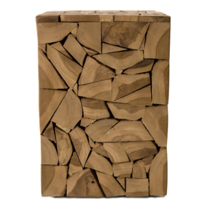 SAM - Table d'appoint marron carrée 30x30cm mosaïque bois Teck