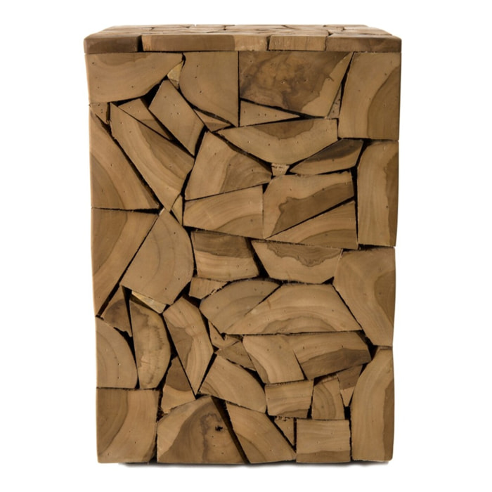SAM - Table d'appoint marron carrée 30x30cm mosaïque bois Teck