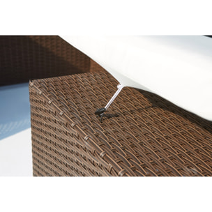 Table et chaises 8 places encastrables résine marron/blanc DALMA