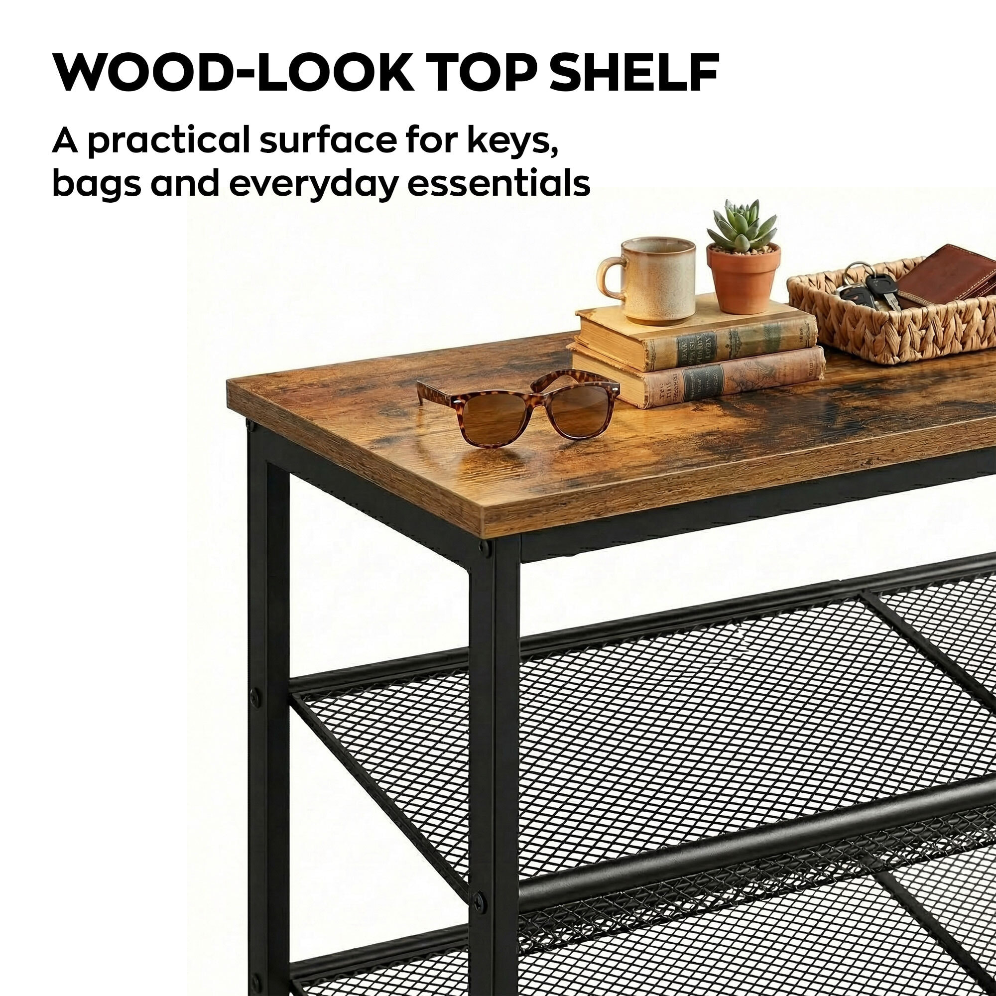 Zen - Scarpiera 4 ripiani 75x85x28,5 cm 12 paia Stile Industriale in Metallo e Legno