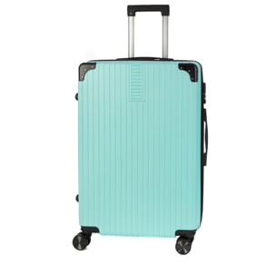 DAM Valigia media trolley rigida ultra leggera, in ABS ad alta resistenza con angoli rinforzati. Serratura numerica e 4 ruote doppie rimovibili e girevoli a 360°. 44x27x68 Cm. Colore: Verde Acquamaria