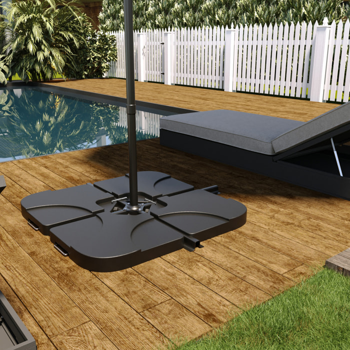 Set 4 Supporto Pesi Base Ombrellone Parasole Da Giardino In Plastica HDPE Riempibili Con Acqua E Sabbia 60 Litri / 100 Kg Adatti Per Ombrelloni Base A