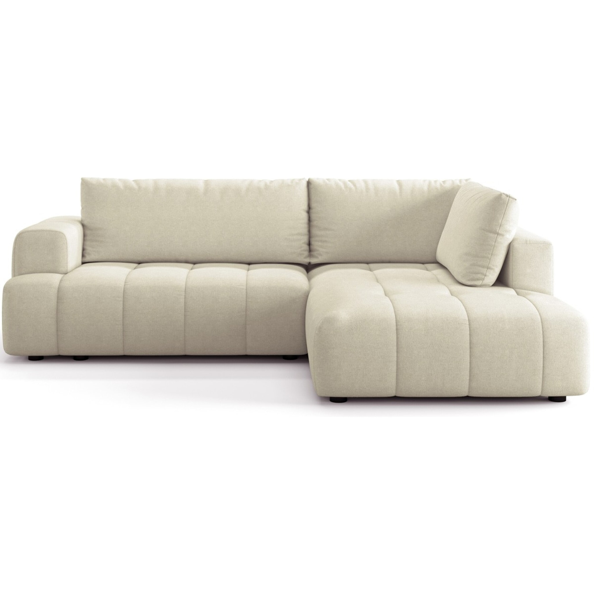Canapé d'angle droit convertible 4 places en tissu chenille - ouverture rapide - BRERA