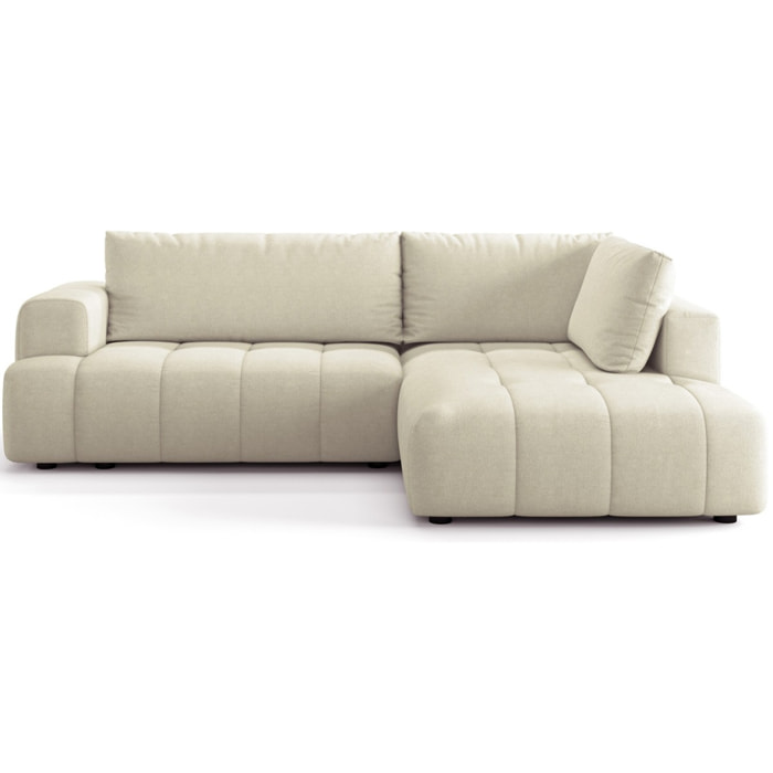 Canapé d'angle droit convertible 4 places en tissu chenille - ouverture rapide - BRERA