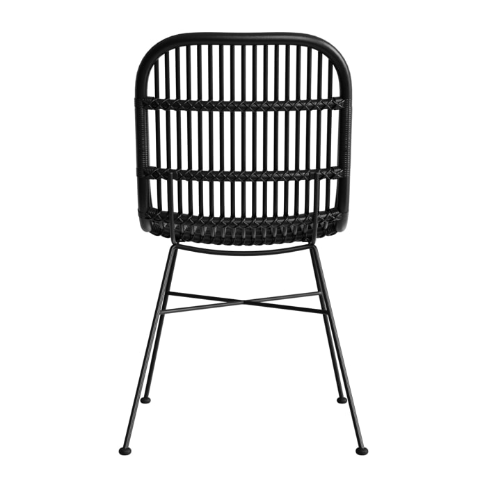 Lot de 2 chaises en rotin et pieds en métal noir - Moon