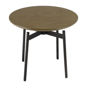 ALMA - Table d'appoint ronde marron foncé 55x55cm pieds métal noir