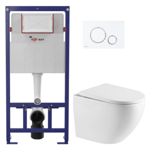 Pack WC bâti ECO 2L Swiss Aqua Technologies + WC suspendu Swiss Aqua Technologies + plaque blanc/chrome (STEST67WR04-FR)