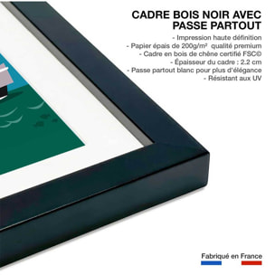 Poster de le lac leman Affiche sous cadre noir