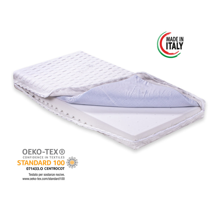 Materassimemory.eu - Materasso per culla lettino Royal Baby antisoffoco misura 60x120 alto 12 con memory Airsense lavabile in lavatrice rivestimento sfoderabile lavabile, guanciale in omaggio