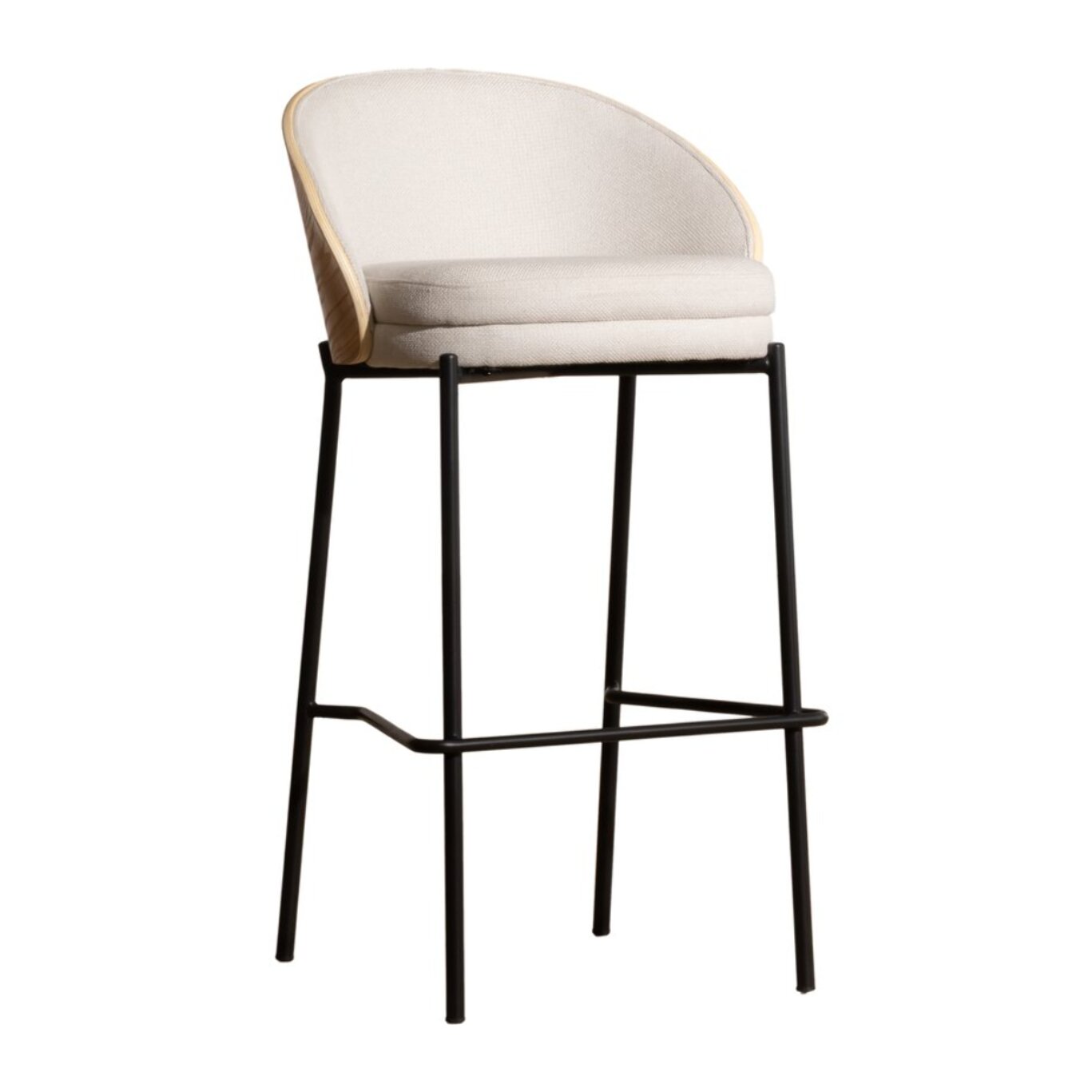 Tabouret de bar Giza -tissu et bois-couleur beige 51 x 95 x 53 cm