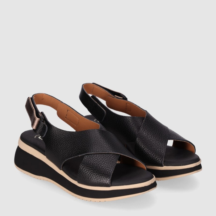 Sandalias de Piel - Negro - Tacón: 4 cm