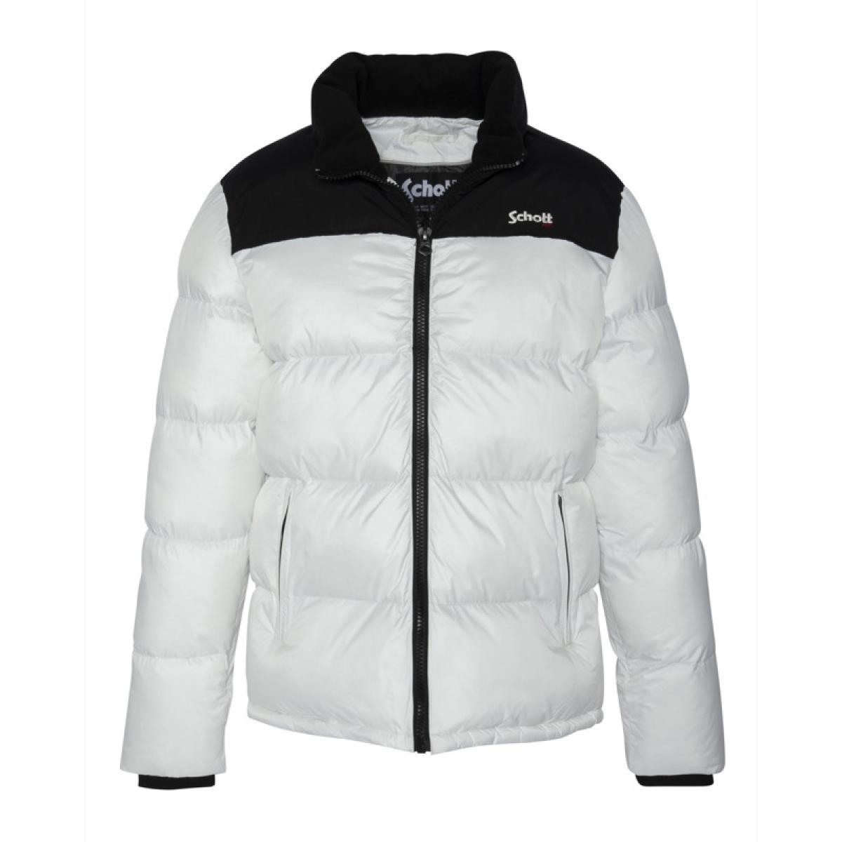 UTAH PADDED JACKET WITH YOKES & SCHOTT NYC CHEST EMBROIDERY BODY = 100% NYLON / YOKES = 60% COTTON 40% NYLON Bianco