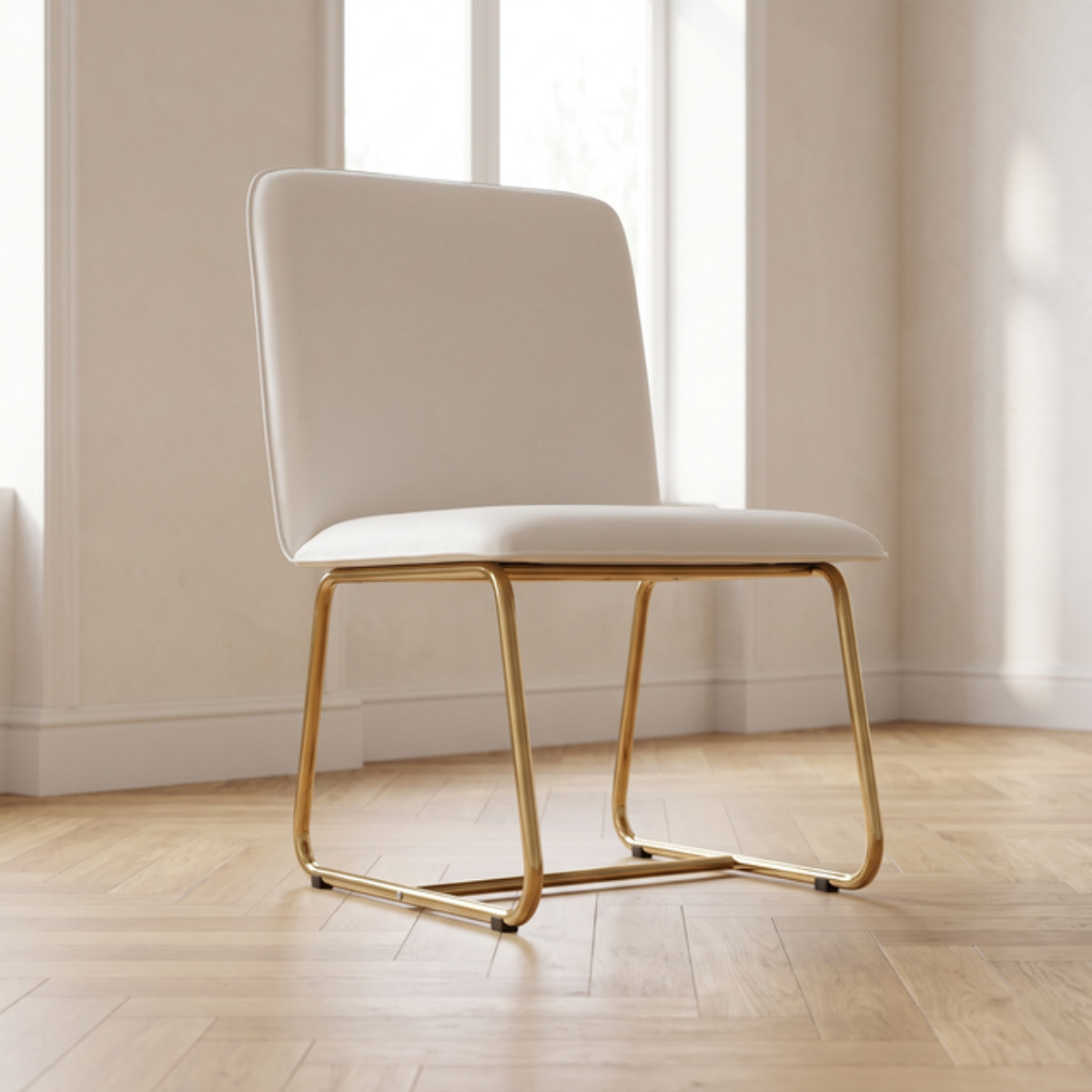 Sedia Imbottita in Similpelle con Gambe Oro, Design Moderno ed Elegante per Sala da Pranzo, Cucina, Soggiorno, Studio e Ufficio