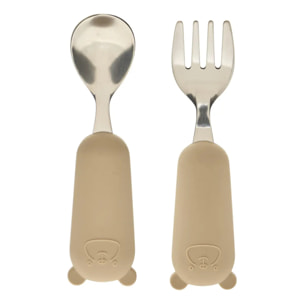Set couverts cuillère et fourchette Yum l.16,5cm beige