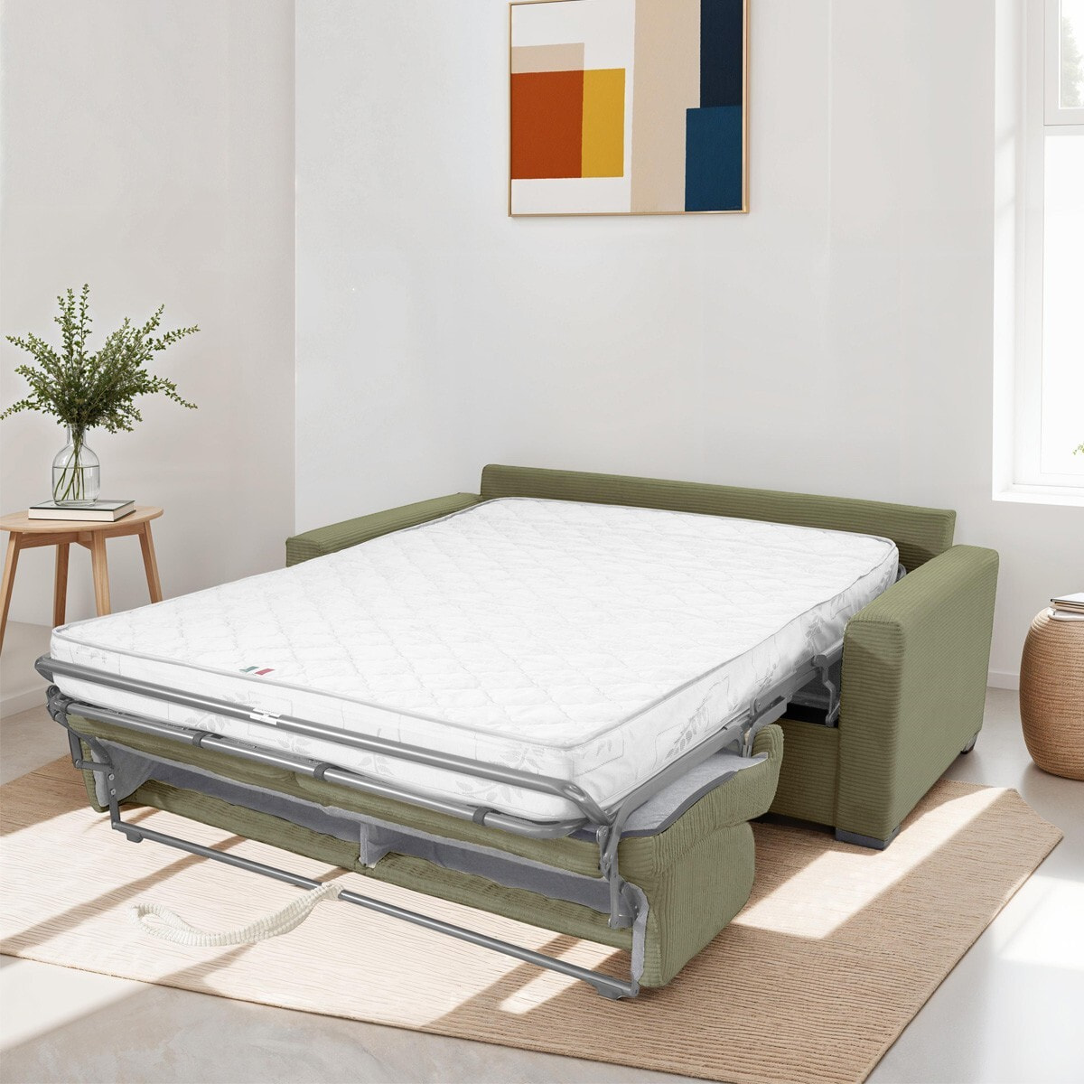 Canapé convertible express 3 places en velours côtelé - PALOMA