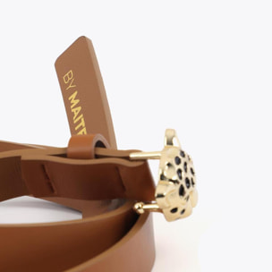 Cintura sottile con fibbia stampata leopardata
