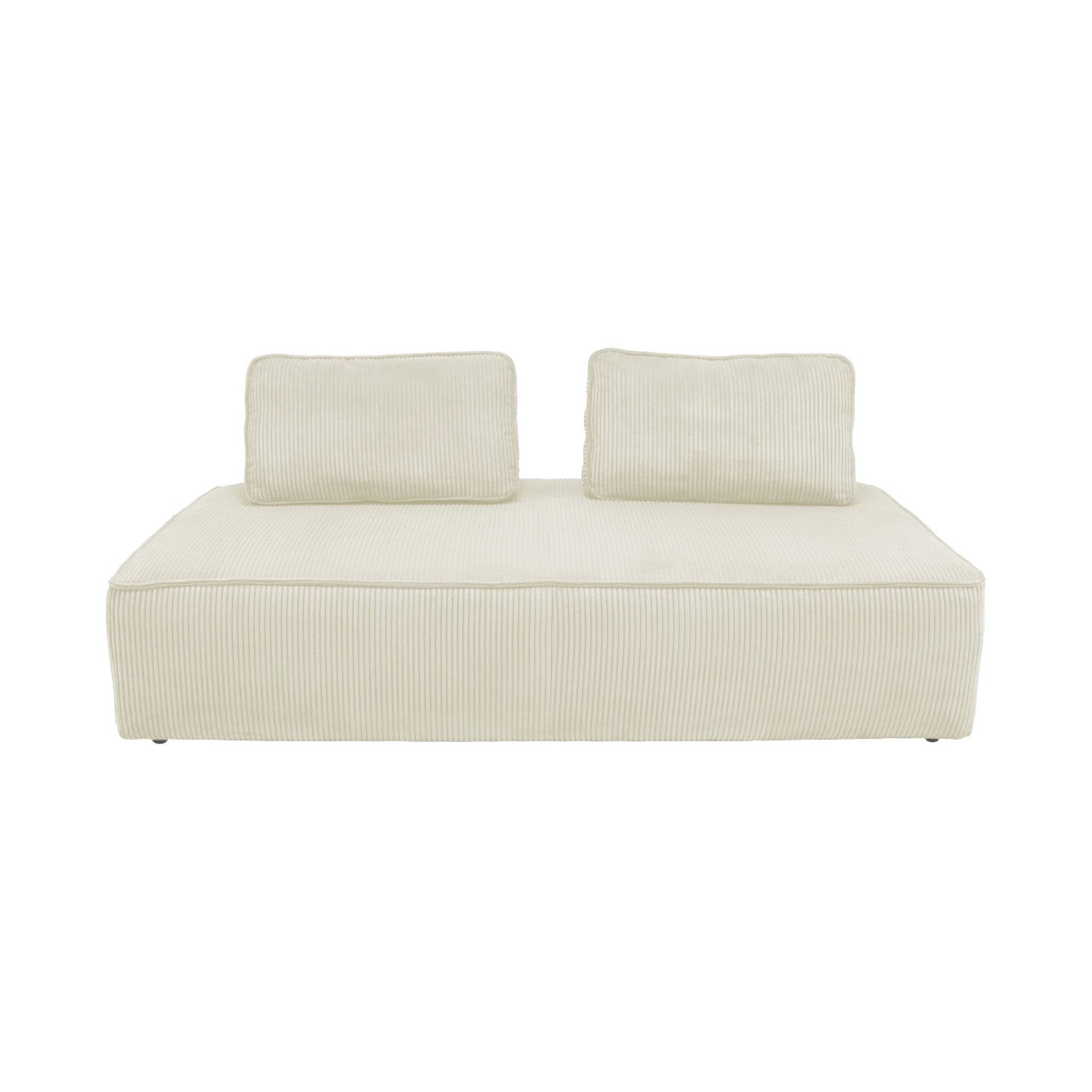 Lot de 2 chauffeuses LAO 2 places pour canapé modulable velours côtelé crème. L 180 x P 90 x H 78cm