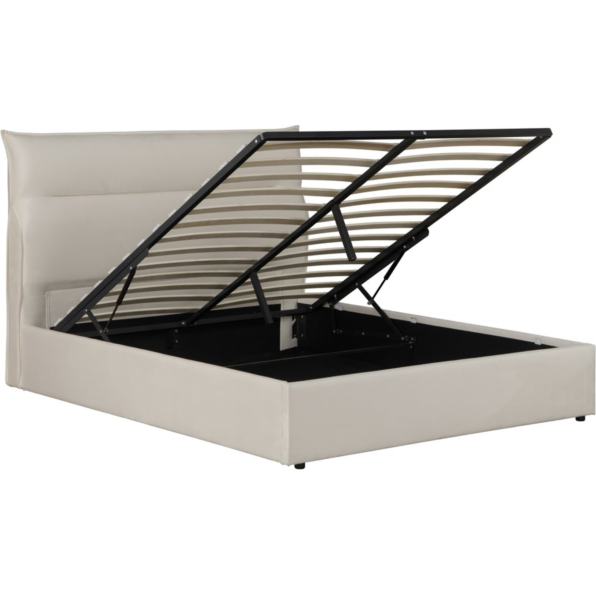 Lit avec coffre de rangement en velours "Isola" - 160 x 200 cm - Beige