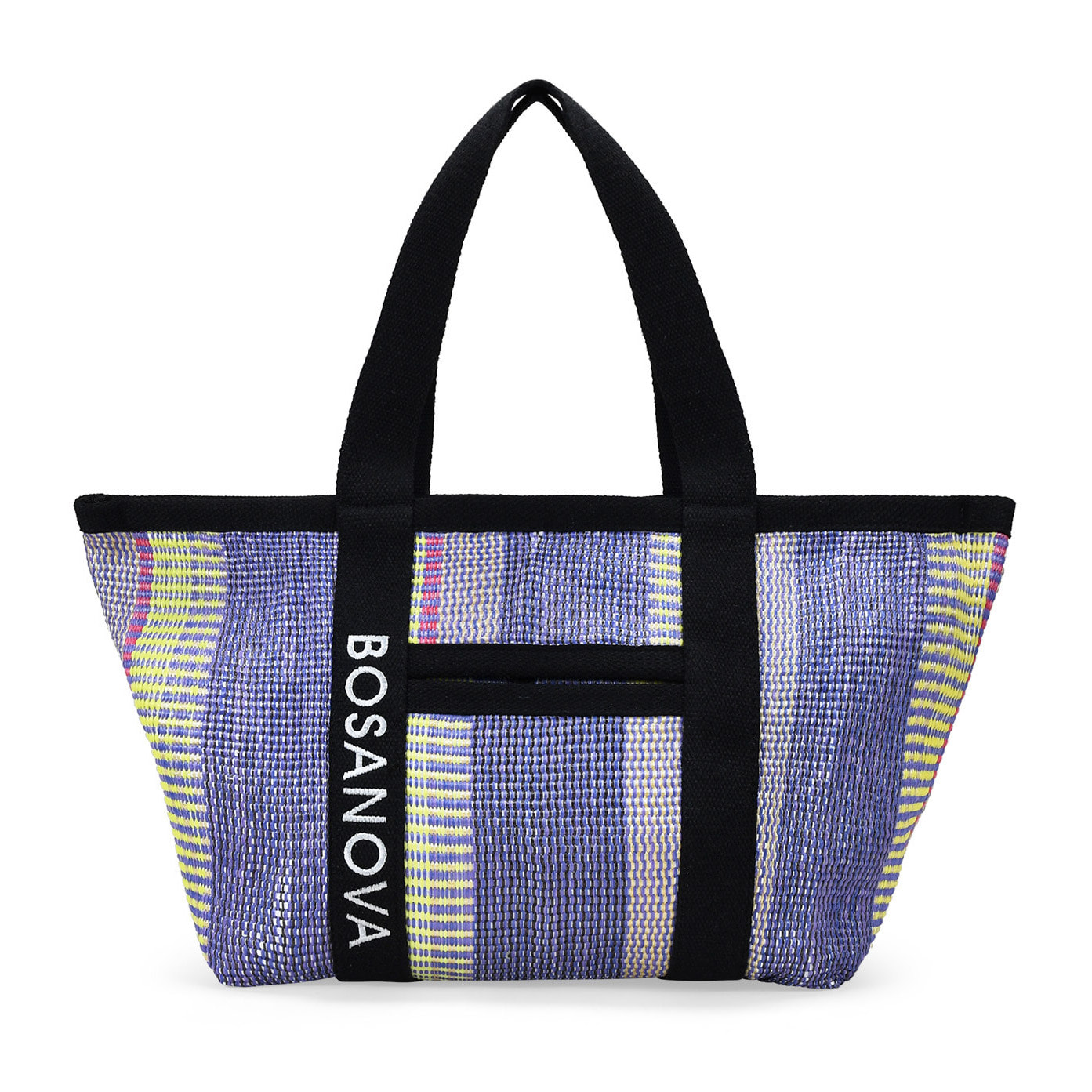 Bolso tote lila en rafia con rayas