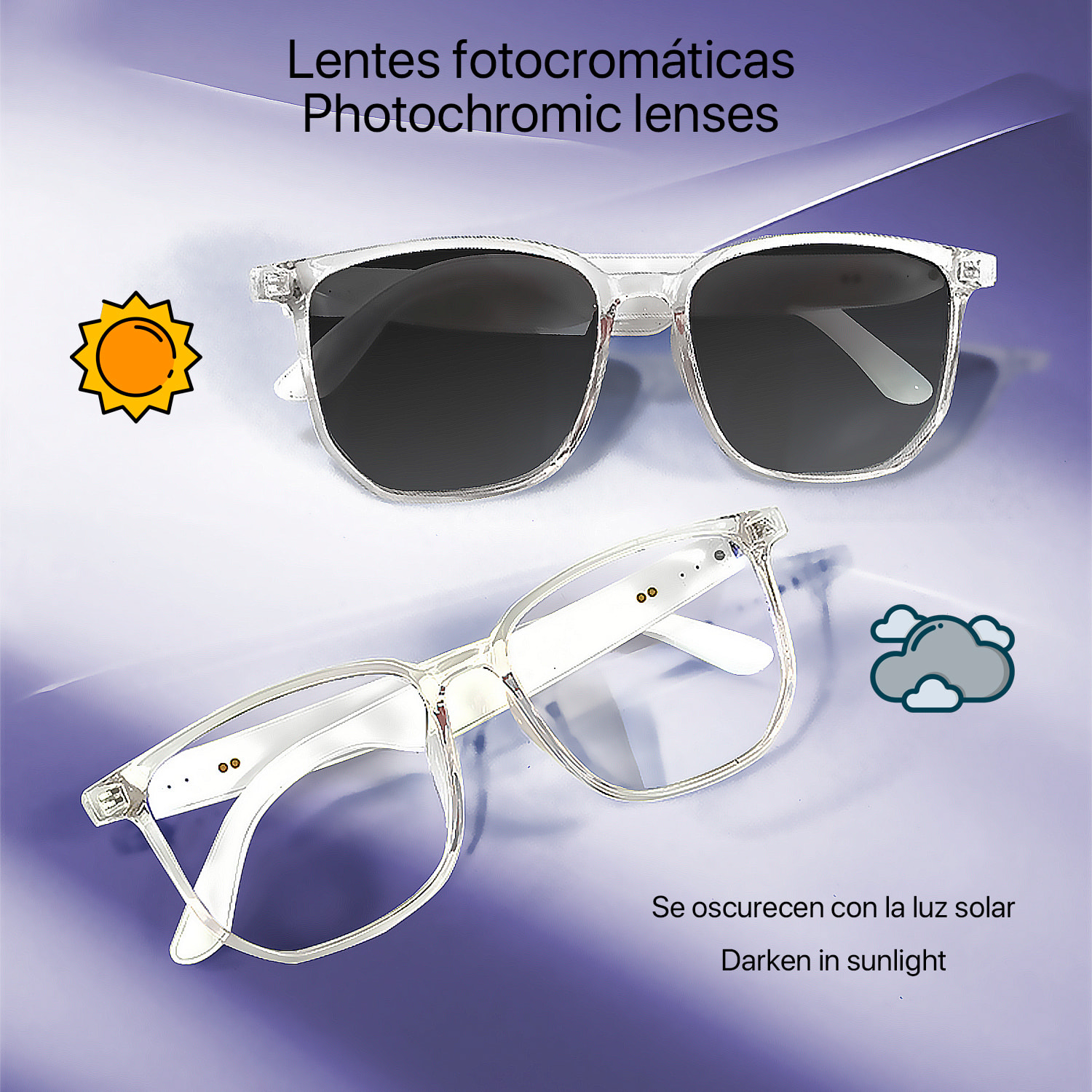 Occhiali intelligenti GS03, chiamata bluetooth, assistente vocale, controllo remoto della fotocamera.