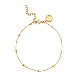 Tobillera Dots Acero Baño Oro