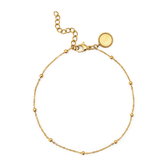 Tobillera Dots Acero Baño Oro