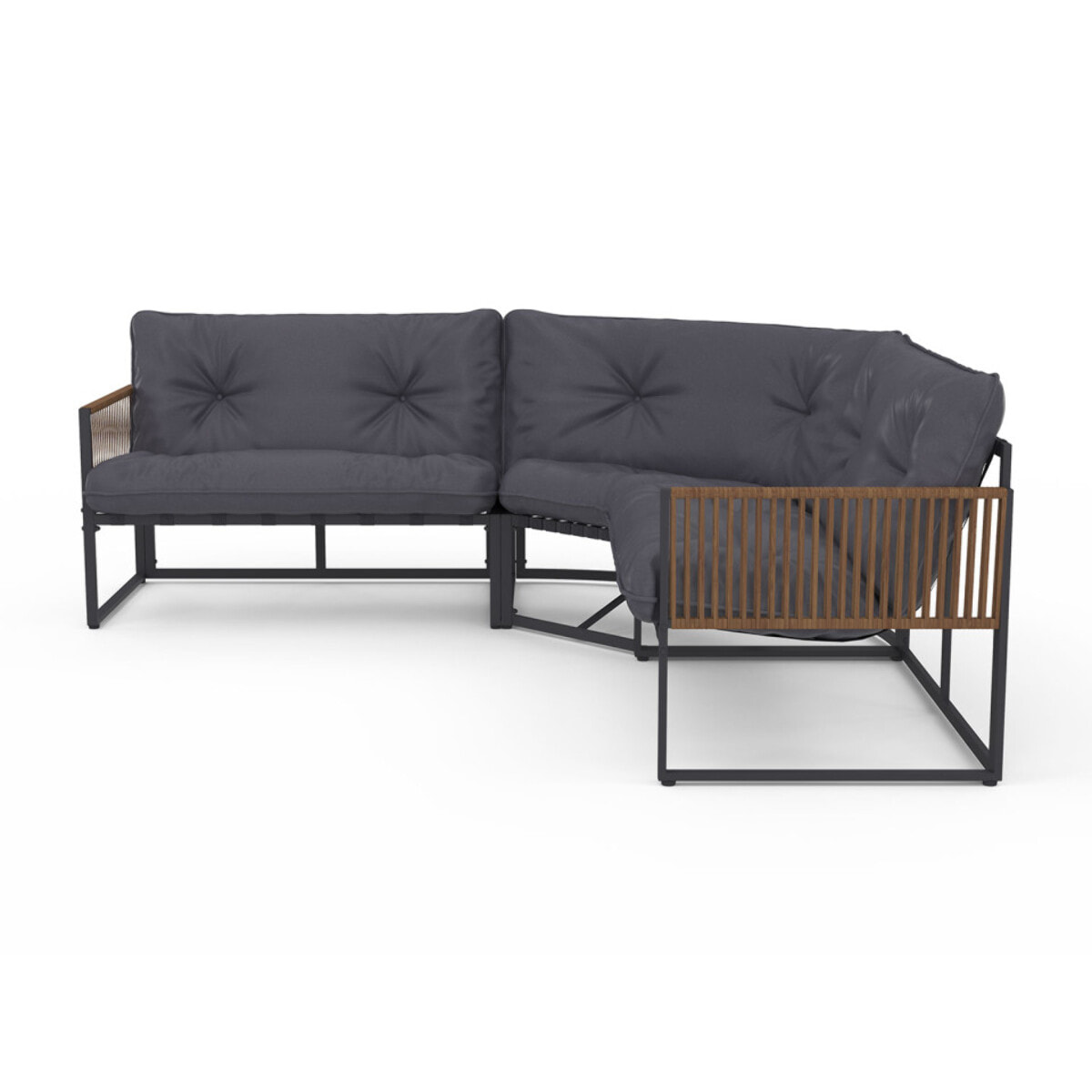 Salon de jardin d'angle Ozéa 6 places gris et cordage