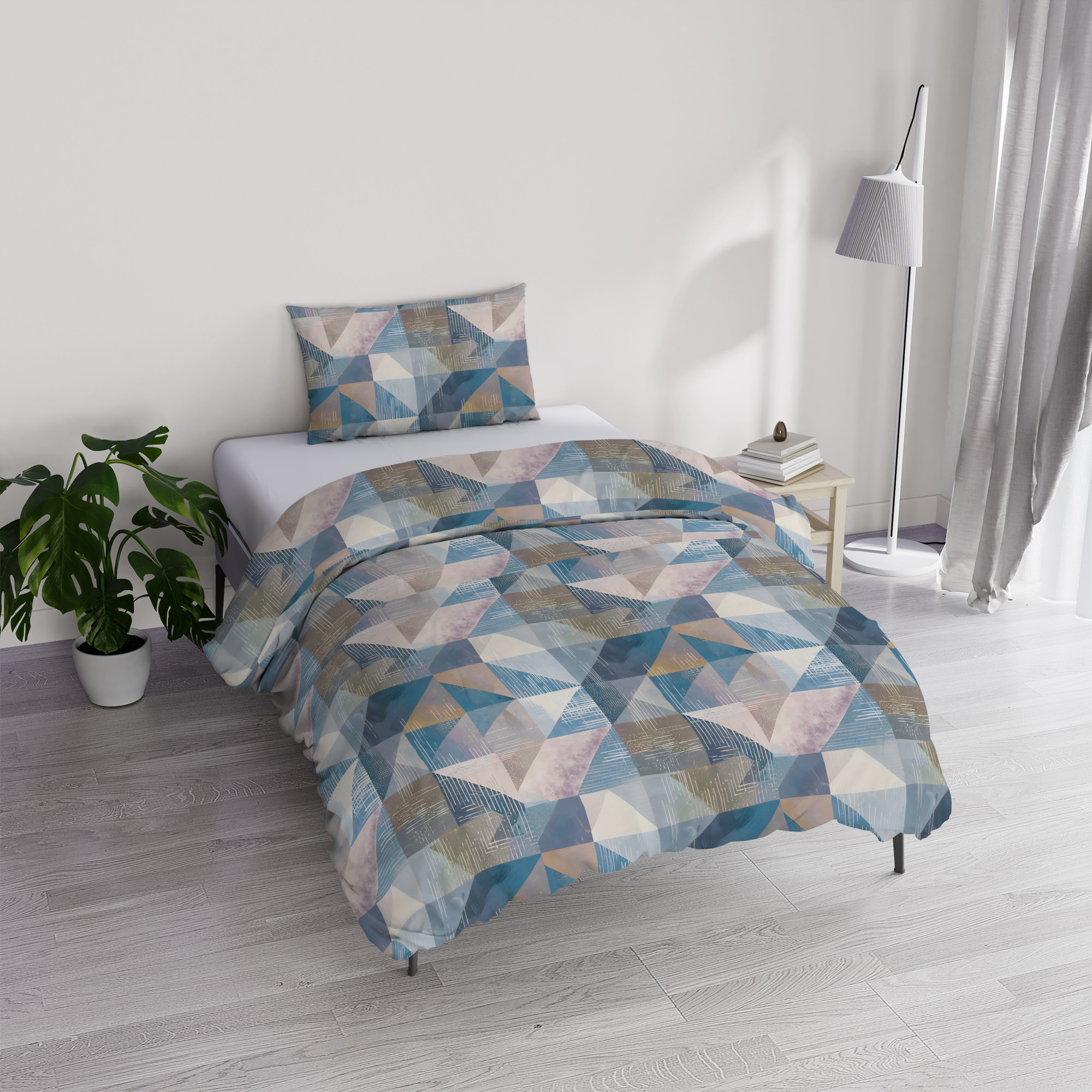 PARURE COPRIPIUMINO RIVER SINGOLO SEPIK BLUE