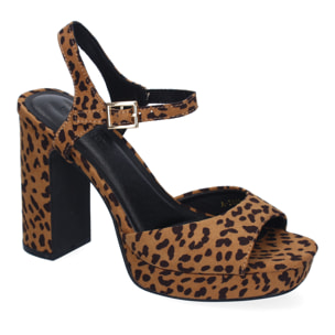 Sandalia de Tacon Alto para Mujer, Comodo, Estampado Animal Print