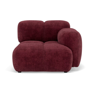 Grace - module d'assise droit en velours texturé - Prune