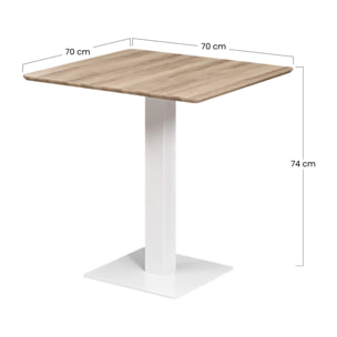 Tavolo quadrato 70x70 con top rovere e colonna centrale bianca - Jago