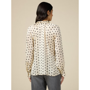 Oltre - Blusa de raso de lunares - Blanco