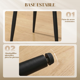 Juego de 2 Sillas de Comedor, Sillas de Cocina con Respaldo de PU de Imitación Ratán, Asiento Acolchado, Patas de Acero, para Salón, Negro y Beige