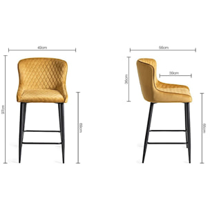 Chaise de bar velours moutarde (lot de 2) ARLINGTON