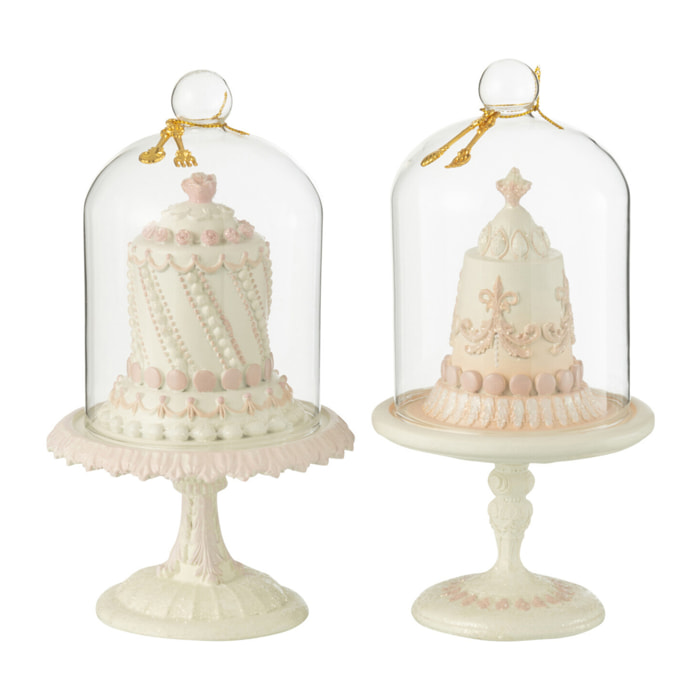 J-Line Gateau Cloche - polyrésine - blanc/rose - 2 pcs