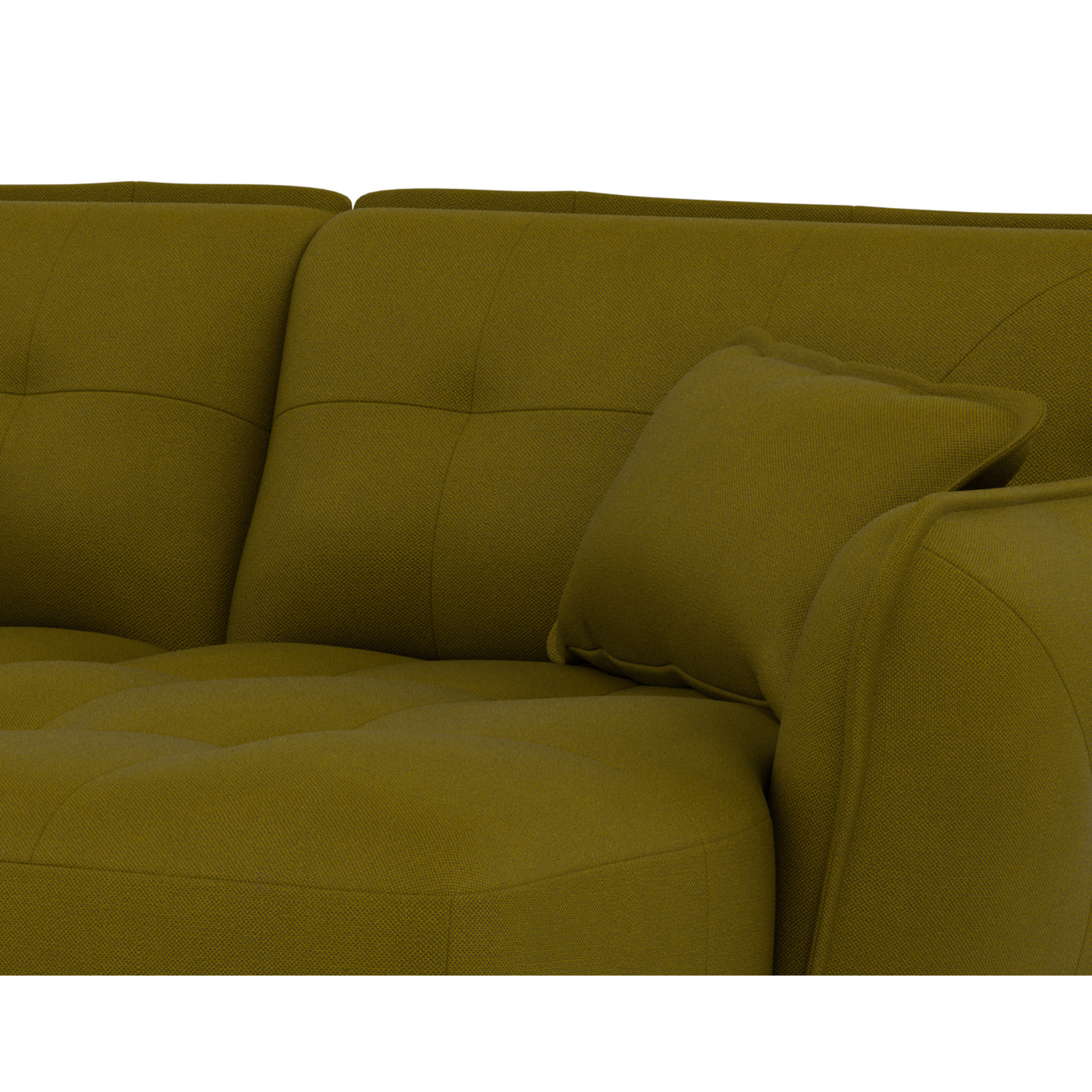Thais - canapé droit 4 places avec double méridienne assise profonde en tissu texturé - Vert