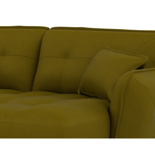 Thais - canapé droit 4 places avec double méridienne assise profonde en tissu texturé - Vert