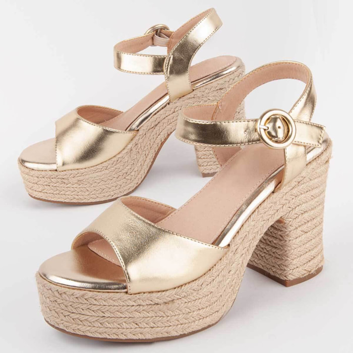 Sandalia De Tacón - Dorado - Altura: 12 Cm