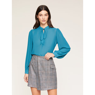 Motivi - Blusa vaporosa serafín con cordones - Petrol Blue